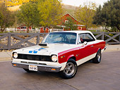 AUT 22 RK2626 01
1969 AMC SC/Rambler Red And White 3/4 Front View By Barn
