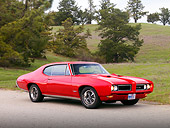 AUT 22 RK2640 01
1968 Pontiac GTO Solar Red 3/4 Front View By Trees