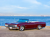 AUT 22 RK2647 01
1966 Chevrolet Impala Super Sport Convertible Burgundy 3/4 Front View By Water
