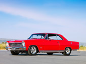 AUT 22 RK2658 01
1966 Chevrolet Nova 327 SS Red 3/4 Front View Blue Sky