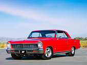 AUT 22 RK2659 01
1966 Chevrolet Nova 327 SS Red 3/4 Front View Blue Sky