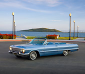 AUT 22 RK2722 01
1963 Chevrolet Impala Convertible Blue 3/4 Front View On Pavement