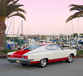 AUT 22 RK2777 01
1967 AMC Rambler Marlin White And Red 3/4 Rear View On Pavement By Marina