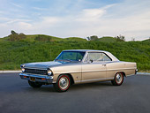 AUT 22 RK2790 01
1967 Chevrolet Nova Beige 3/4 Front View On Pavement By Hills
