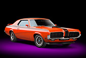 AUT 23 BK0080 01
1970 Mercury Cougar Eliminator 428 Cobra Jet Orange 3/4 Front View In Studio