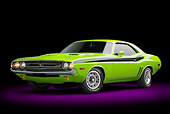 AUT 23 BK0098 01
1971 Dodge Challenger RT Sublime 3/4 Front View In Studio