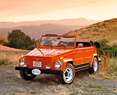 AUT 23 RK0446 03
1973 Volkswagen Thing Type 181 Orange 3/4 Front View On Dirt Filtered