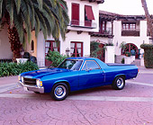 AUT 23 RK0741 03
1971 Chevy El Camino Blue Side 3/4 View By Spanish Building