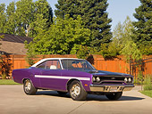 AUT 23 RK1253 01
1970 Plymouth GTX Purple Low 3/4 Front View On Pavement