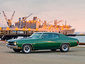 AUT 23 RK1867 01
1970 Chevrolet Chevelle SS 454 Green 3/4 Front View On Dock By Ship