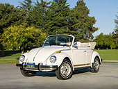 AUT 23 RK2020 01
1979 Volkswagen Bug Convertible White 3/4 Front View On Pavement By Grass And Trees