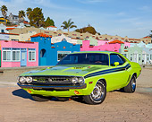 AUT 23 RK2048 01
1971 Dodge Challenger R/T Sublime Green 3/4 Front View On Brick By Trees