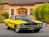 AUT 23 RK2060 01
1970 Plymouth GTX Lemon Twist Yellow 3/4 Front View On Pavement