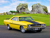AUT 23 RK2063 01
1970 Plymouth GTX Lemon Twist Yellow 3/4 Front View On Pavement