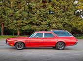 AUT 23 RK2169 01
1971 Oldsmobile Vista Cruiser Red Profile View On Gravel By Trees
