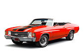 AUT 23 RK3381 01
1972 Chevrolet Chevelle SS Convertible Red With Jet Black Stripes Front View On White Seamless