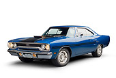 AUT 23 RK3385 01
1970 Plymouth GTX Blue 3/4 Front View On White Seamless
