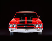 AUT 23 RK0049 06
1970 Chevrolet Chevelle 454 Red Black Stripe Head On Shot Studio