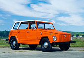AUT 23 RK0064 06
1973 Volkswagen Thing Orange And White 3/4 Side View On Pavement