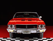 AUT 23 RK0092 03
1970 Buick GS 455 Stage 1 Convertible Red Head On Shot Parking Lights On Checkerboard And Red Floor