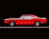 AUT 23 RK0141 06
1970 Plymouth AAR Barracuda Red And Black Profile On Checkered Line Studio