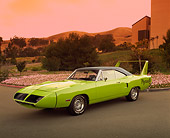 AUT 23 RK0932 04
1970 Plymouth Superbird Lime Green 3/4 Side View On Pavement
