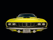 AUT 23 RK1050 01
1971 Plymouth Hemi Cuda Convertible Curious Yellow Head On View Studio