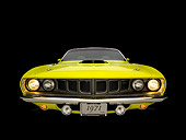 AUT 23 RK1050 02
1971 Plymouth Hemi Cuda Convertible Curious Yellow Head On View Studio