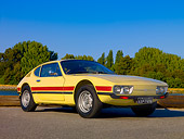 AUT 23 RK1066 01
1974 Volkswagen SP2 Ivory Low 3/4 Front View On Pavement By Water And Trees