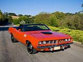 AUT 23 RK1077 01
1971 Plymouth Hemi Barracuda Convertible Rallye Red 3/4 Front View On Pavement