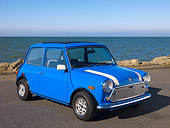 AUT 23 RK1094 01
1979 Rover Mini Saloon Blue Front 3/4 View On Pavement By Water