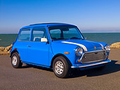 AUT 23 RK1095 02
1979 Rover Mini Saloon Blue 3/4 Front View On Pavement By Water
