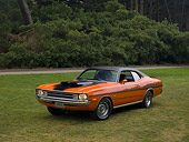 AUT 23 RK1127 01
1972 Dodge Demon Orange 3/4 Front View On Grass Trees Background
