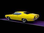 AUT 23 RK1136 01
1970 Ford 429 Super Cobra Jet Yellow 3/4 Rear View Studio