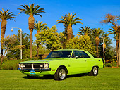 AUT 23 RK1139 01
1971 Dodge Dart Swinger Sublime Green Low 3/4 Front 
View On Grass