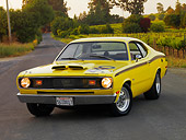 AUT 23 RK1187 01
1972 Plymouth Duster Yellow 3/4 Front View On Pavement