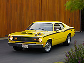 AUT 23 RK1188 01
1972 Plymouth Duster Yellow 3/4 Front View On Pavement