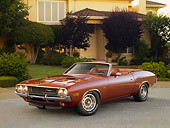 AUT 23 RK1195 01
1970 Dodge Challenger R/T Convertible Burnt Orange 3/4 Front View On Pavement