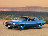 AUT 23 RK1209 01
1970 Dodge Hemi Challenger Blue 3/4 Side View On Pavement