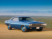 AUT 23 RK1213 01
1970 Dodge Hemi Challenger Blue 3/4 Front View On Pavement