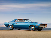 AUT 23 RK1217 01
1970 Dodge Hemi Challenger Blue 3/4 Side View On Pavement