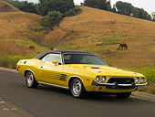 AUT 23 RK1235 01
1973 Dodge Challenger Yellow 3/4 Front View On Pavement