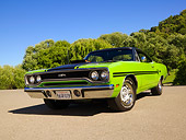 AUT 23 RK1240 01
1970 Plymouth GTX Green Low 3/4 Front View On Pavement