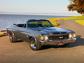 AUT 23 RK1567 01
1972 Chevrolet Chevelle 396 Convertible Gray 3/4 Front View On Pavement