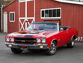 AUT 23 RK1575 01
1970 Chevrolet Chevelle SS Convertible Red 3/4 Front View On Pavement