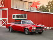 AUT 23 RK1576 01
1970 Chevrolet Chevelle SS Convertible Red 3/4 Side View On Pavement