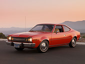 AUT 23 RK1578 01
1974 AMC Hornet Hatchback Red 3/4 Front View On Pavement By Mountains