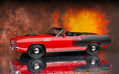 AUT 23 RK1593 01
1971 Plymouth Hemi Barracuda Convertible Red And Black 3/4 Front View Studio