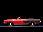 AUT 23 RK1594 01
1971 Plymouth Hemi Barracuda Convertible Red And Black Profile View Studio