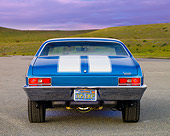 AUT 23 RK1610 01
1971 Chevrolet Nova Blue  Rear View On Gravel By Hill
